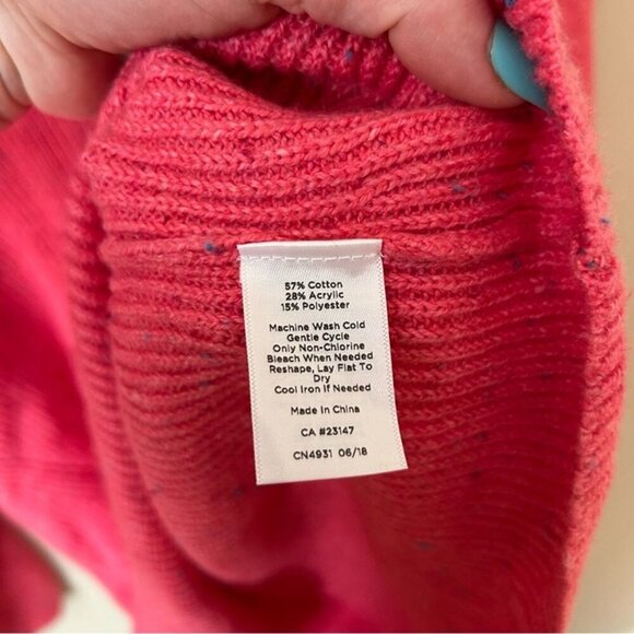 NWOT Talbots Tweed Shaker-Stitch Pink Cowl Neck Long Sleeve Sweater Size 1X - Picture 5 of 7